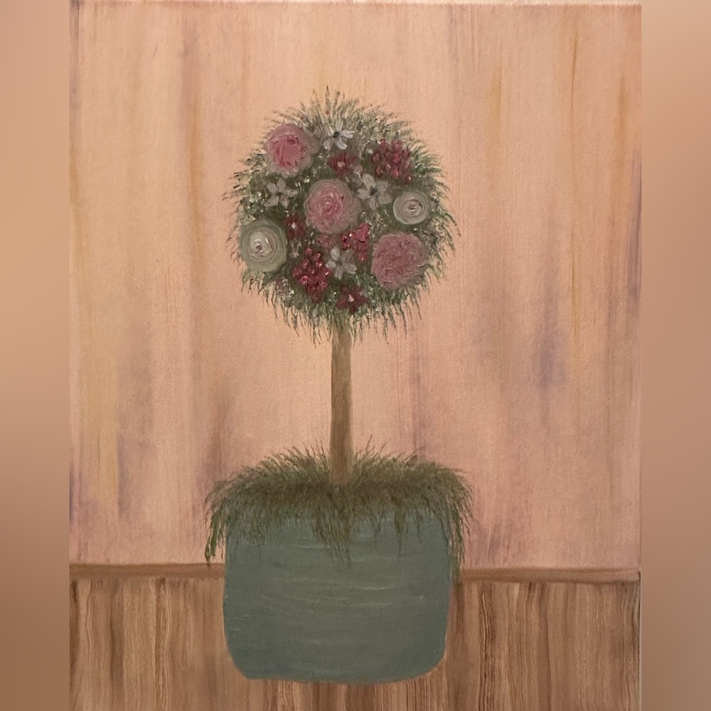 Floral Topiary Canvas Art in Blue and Purple - Picture 2 of 4
